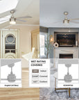 52" 4 Blade Indoor Ceiling Fan with Pull Chain, Light Kit, Silver Finish, and Reversible Motor
