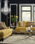 Fabric Upholstered Sofa in Gold - From Where -