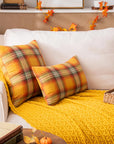 Fall Plaid Yellow Throw Pillow Covers - From Where -