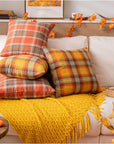 Fall Plaid Yellow Throw Pillow Covers - From Where -
