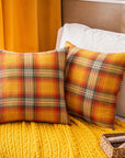 Fall Plaid Yellow Throw Pillow Covers - From Where -