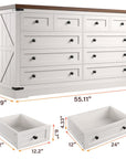 Farmhouse 10 Drawers Double Dresser - From Where -