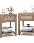 Farmhouse Rattan Nightstand Set of 2 - From Where Finds -