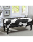 Faux Cowhide Cushioned Ottoman - From Where -