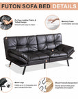 Faux Leather Convertible Futon - From Where -