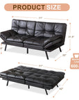 Faux Leather Convertible Futon - From Where -