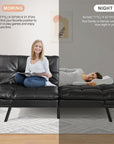 Faux Leather Convertible Futon - From Where -