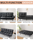 Faux Leather Convertible Futon - From Where -