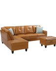 Faux Leather Sectional Sofa with Ottoman - From Where -