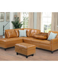 Faux Leather Sectional Sofa with Ottoman - From Where -