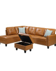 Faux Leather Sectional Sofa with Ottoman - From Where -