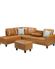 Faux Leather Sectional Sofa with Ottoman - From Where -