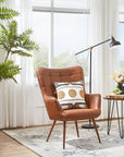 Faux Leather Wingback Accent Chair - From Where -
