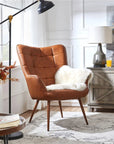 Faux Leather Wingback Accent Chair - From Where -