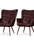 Faux Leather Wingback Accent Chair - From Where -