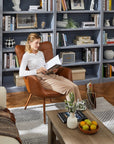 Faux Leather Wingback Accent Chair - From Where -