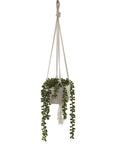 Faux String of Pearl in 4" Macrame Hanging Ceramic Planter - From Where -