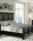 Roundhill Furniture Renova Vintage Black Wood Panel Bed, Queen