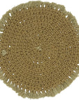 Fennco Styles Boho Macrame Cotton Placemats 15" Round, Set of 2 - Natural Braided Fringe Table Mats for Home, Dining Room, Banquets, Family Gathering and Special Events