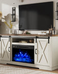 Fireplace TV Stand with Sliding Barn Door - From Where -