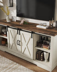 Fireplace TV Stand with Sliding Barn Door - From Where -