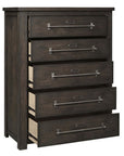 Five Drawer Dark Oak Chest - From Where -