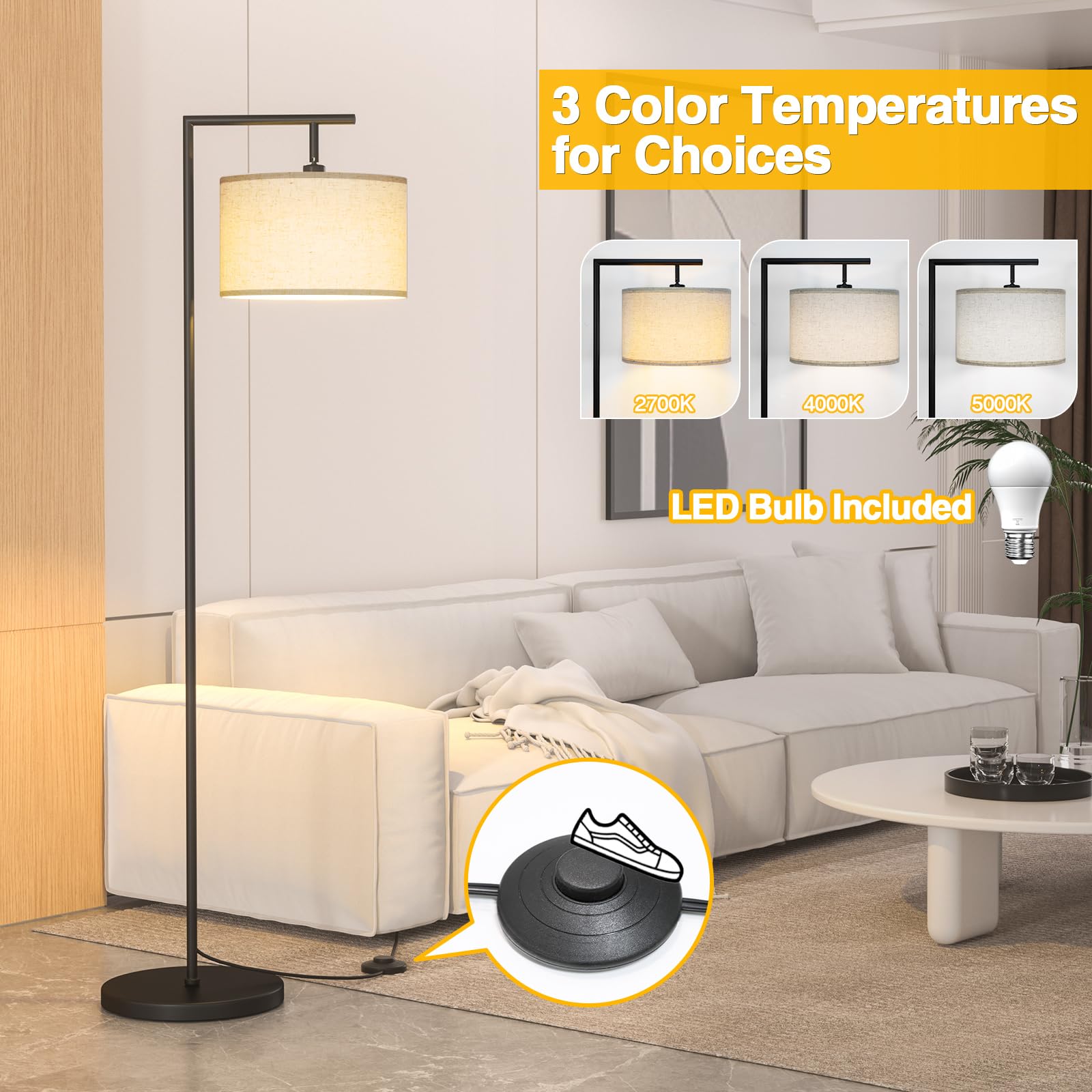 Floor Lamp for Living Room with 3 Color Temperatures - From Where -