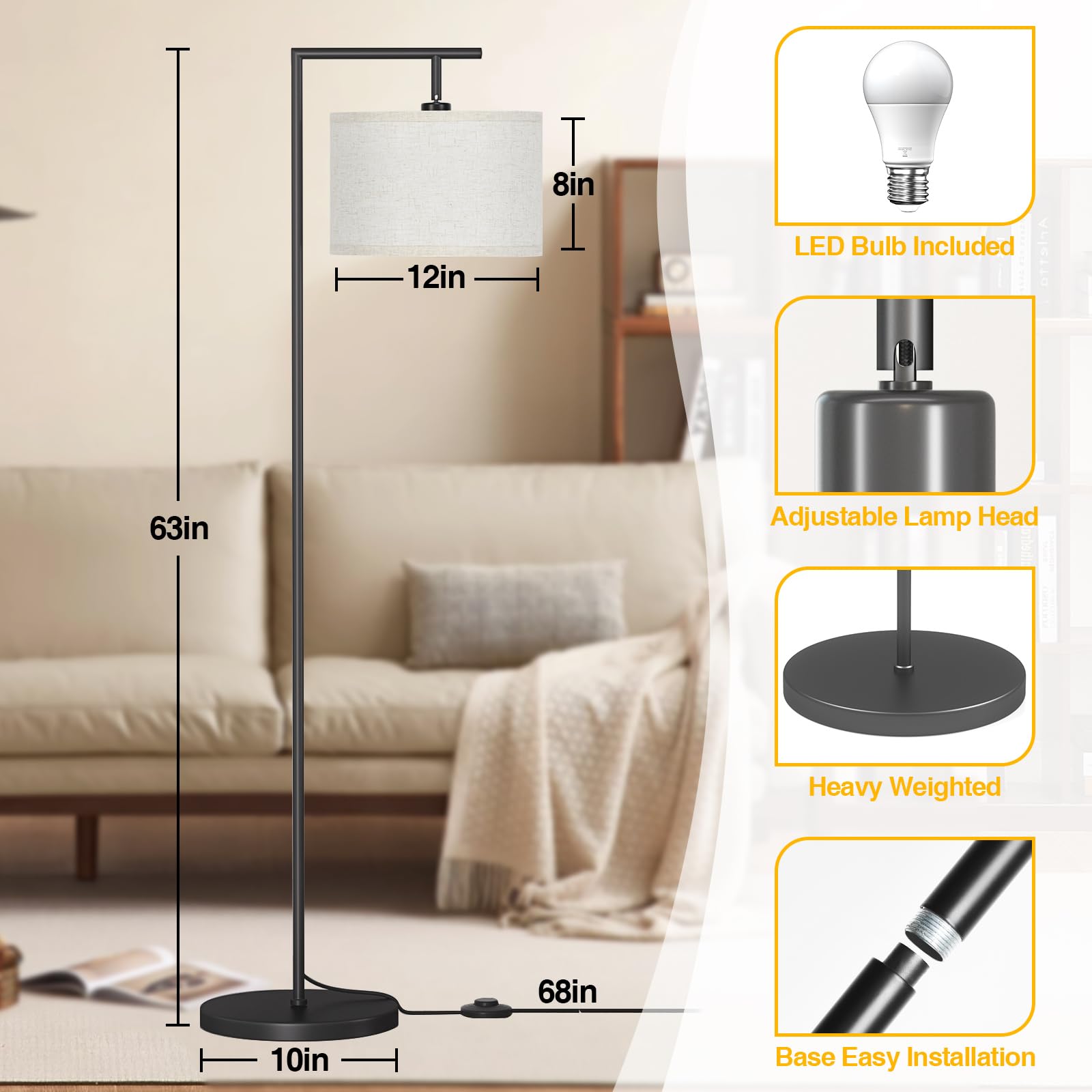 Floor Lamp for Living Room with 3 Color Temperatures - From Where -