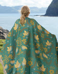 Floral Throw Blanket with Fringe Tassels - From Where -