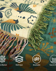 Floral Throw Blanket with Fringe Tassels - From Where -