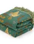 Floral Throw Blanket with Fringe Tassels - From Where -