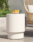 Fluted Ceramic Indoor/Outdoor Side Table - From Where -