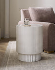 Fluted Ceramic Side Table (13") - From Where -