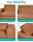 Freya Genuine Leather Loveseat - From Where -