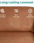 Freya Genuine Leather Loveseat - From Where -