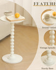 Fultyle Round Side Table, Small Drink Table for Small Spaces, Modern Accent End Table Coffee Table with Solid Wood Leg for Living Room, Bedroom, Corners, and Office (White) - From Where -