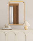 FUWU HOME Wood Bathroom Mirror for Wall 18" x 24" Farmhouse Rounded Corner Rectangle Mirror with Wooden Framed for Home Living Room Bedroom Wall Mounted Decorative Mirror (Natural Beech Wood) - From Where -