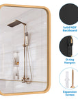 FUWU HOME Wood Bathroom Mirror for Wall 18" x 24" Farmhouse Rounded Corner Rectangle Mirror with Wooden Framed for Home Living Room Bedroom Wall Mounted Decorative Mirror (Natural Beech Wood) - From Where -
