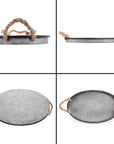 Galvanized Metal Iron Oval Tray with Rope Handle - From Where -