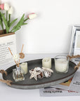 Galvanized Metal Iron Oval Tray with Rope Handle - From Where -