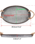 Galvanized Metal Iron Oval Tray with Rope Handle - From Where -