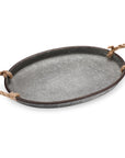 Galvanized Metal Iron Oval Tray with Rope Handle - From Where -