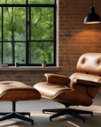Genuine Leather Swivel Accent Chair - From Where -