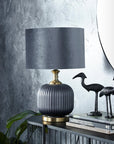 Glass Ribbed Blue Table Lamp - From Where -