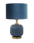 Glass Ribbed Blue Table Lamp - From Where -