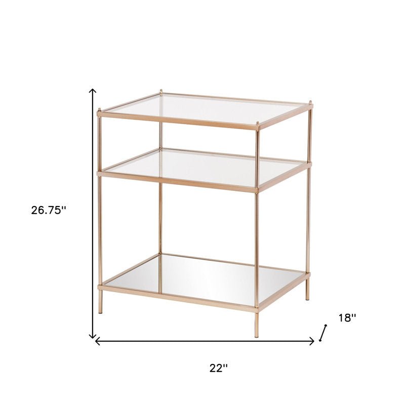 Gold & Clear Glass End Table - From Where -