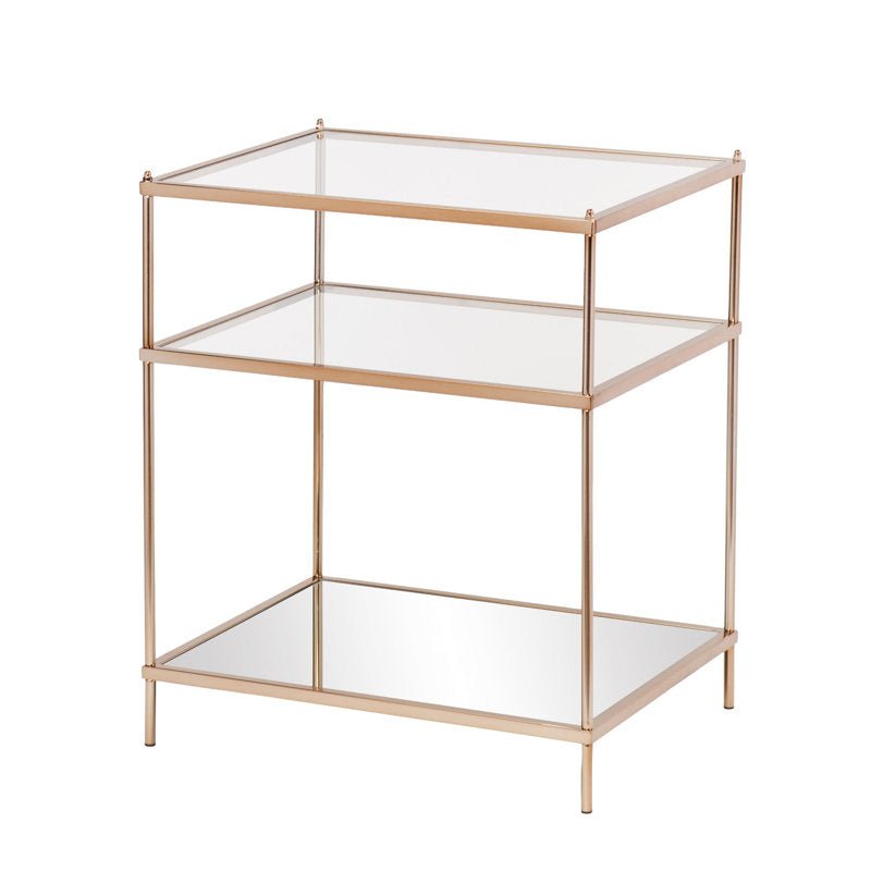 Gold & Clear Glass End Table - From Where -
