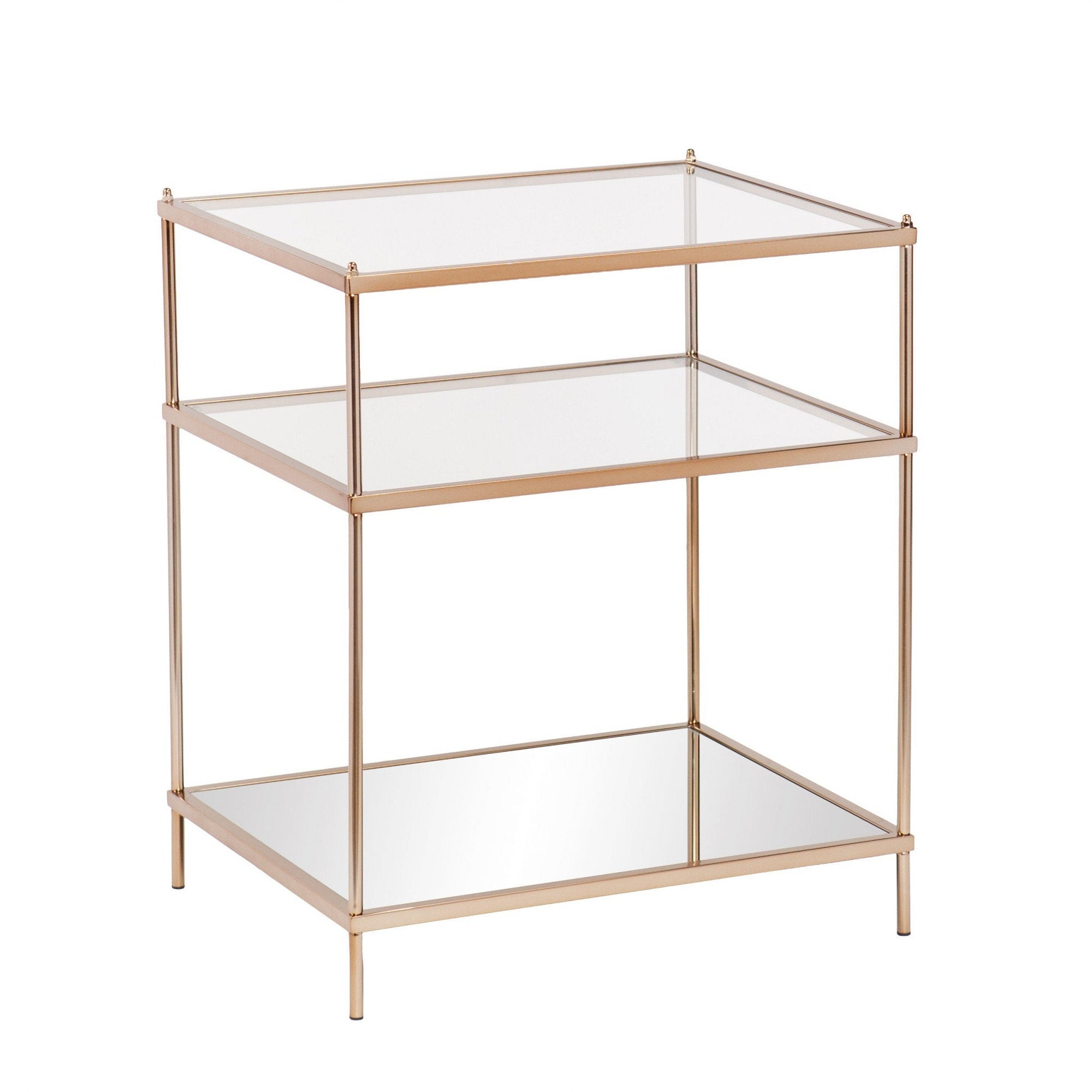 Gold & Clear Glass End Table - From Where -
