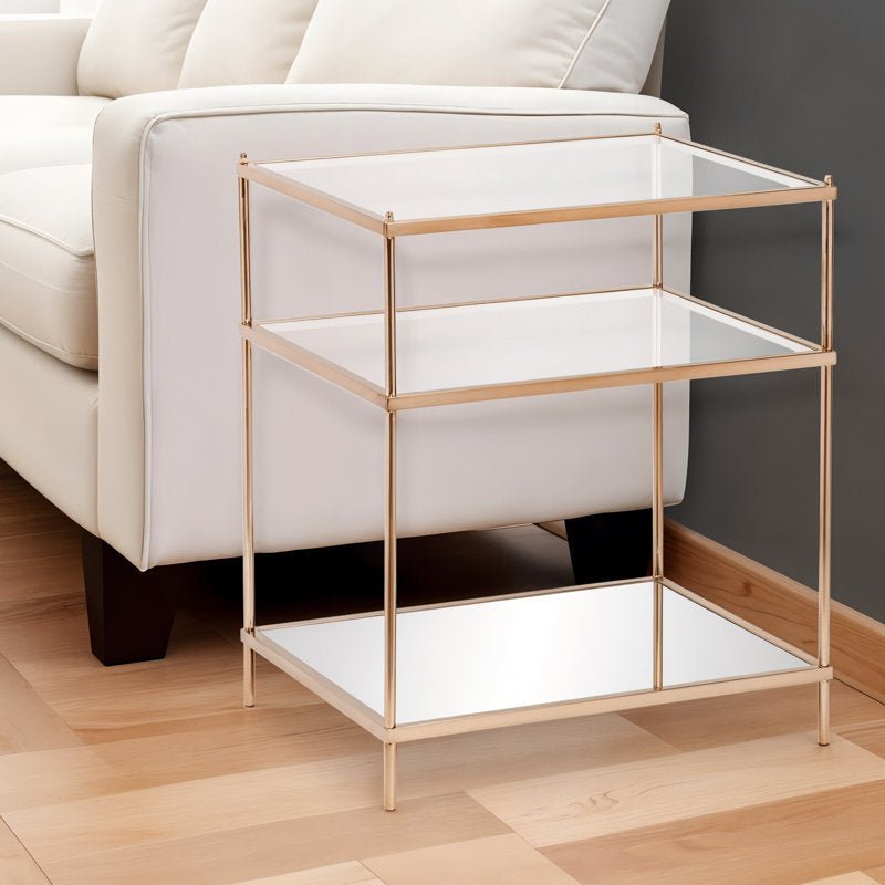 Gold & Clear Glass End Table - From Where -