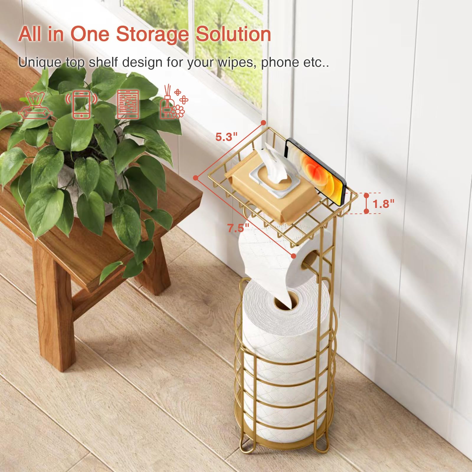 Gold Free Standing Toilet Paper Holder - From Where -